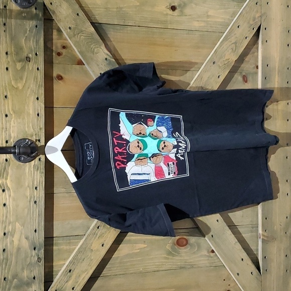 MENS RIOT SOCIETY PARTY ANIMALS BLACK GRAPHIC TEE SIZE XL - Picture 1 of 4